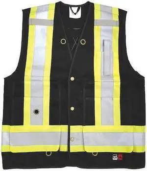 VIKING 6165FR-S Safety Vest,Black,S,28-1/2" L,Class 1