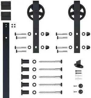 DESIGNER COLLECTION NT.1400.08W.08 Black 78" Sliding Barn Door Hardware with 5"