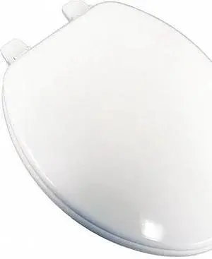 JONES STEPHENS U004WD00 Utility Grd Molded Wood Seat,Wht,Elongtd With Cover,