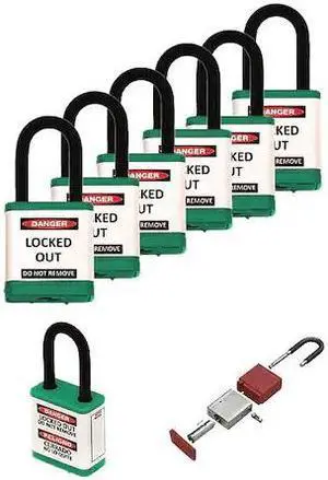 ZING 700KA6-GREEN Lockout Padlock,1-1/2" H Shackle,PK6