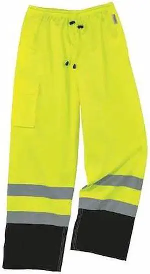 ERGODYNE 8915BK High Visibility Rain Pants, Polyester/Polyurethane Coating,