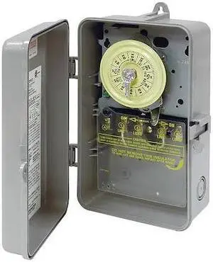 INTERMATIC T104P Electromechanical Timer, 24 Hour, Dpst, Height: 9 7/16 in