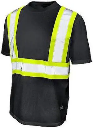 TOUGH DUCK S39211 High Visibility T-Shirt, 1, O, Polyester, Black, M