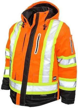 TOUGH DUCK S18711 Men's Hi-Vis 4-in-1 Safety Jacket, 300D Ripstop, 100%