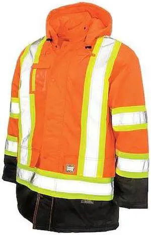 TOUGH DUCK S17611 Hi-Vis Safety Parka, 300D Poly Oxford with PU Coating, Class