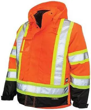 TOUGH DUCK S42611 Men's Hi-Vis 5-in-1 Safety Jacket, 300D Poly Oxford with PU
