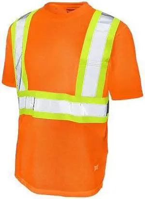 TOUGH DUCK S39221 3XL Hi-Vis Short Sleeve Shirt, Orange