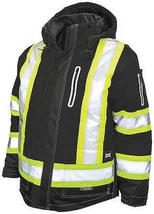 TOUGH DUCK S18711 Hi-Vis 4-in-1 Safety Jacket, 300D Ripstop, 100% Polyester,