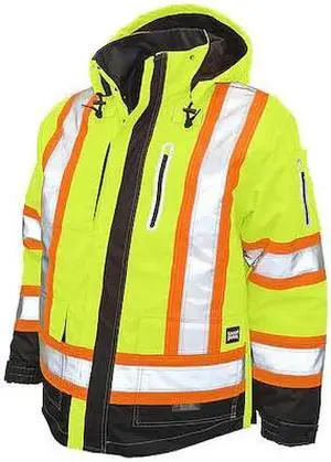 TOUGH DUCK S18721 Men's Hi-Vis 4-in-1 Safety Jacket, 300D Ripstop, 100%