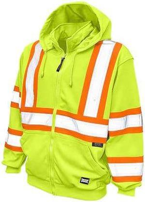 TOUGH DUCK S49411 Large Hi-Vis Hooded Sweatshirt, Yellow/Green