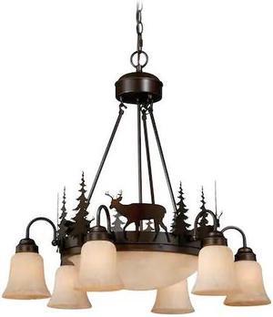 VAXCEL CH55406BBZ Bryce 9 Light Bronze Rustic Deer Chandelier