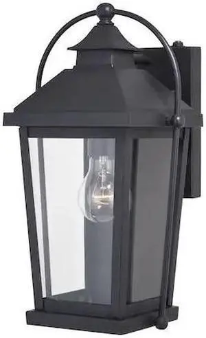 VAXCEL T0540 Lexington 1 Light Dusk to Dawn Black Outdoor Wall Lantern Clear
