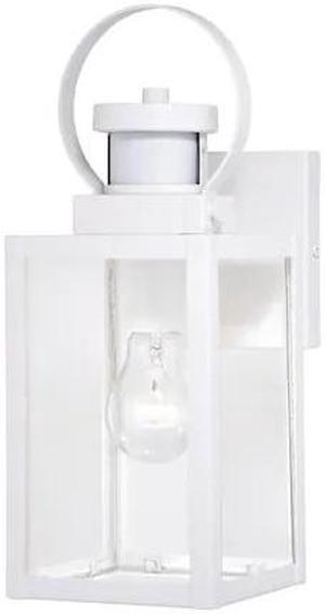 VAXCEL T0568 Medinah White Motion Sensor Dusk to Dawn Outdoor Wall Light Clear