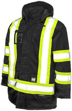 TOUGH DUCK S17621 Men's Hi-Vis Safety Parka, 300D Poly Oxford with PU Coating,