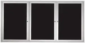 UNITED VISUAL PRODUCTS UV855B-SATIN-BLMELD Enclosed Dry Erase Bulletin Board