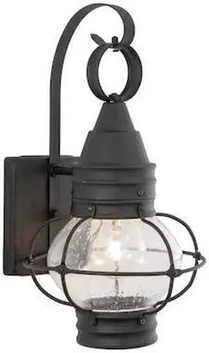VAXCEL OW21881TB Chatham 1 Light Black Coastal Outdoor Wall Lantern Clear Glass