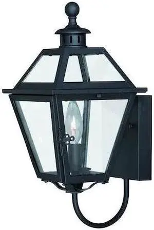 VAXCEL T0078 Nottingham 1 Light Black Empire Outdoor Wall Lantern Clear Glass