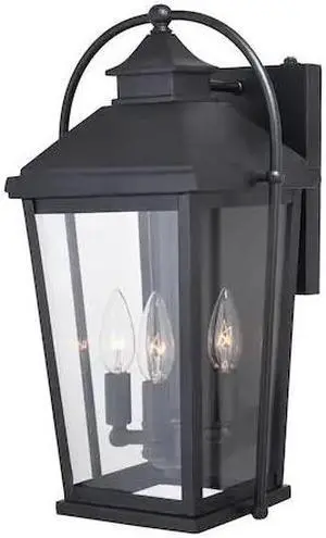 VAXCEL T0539 Lexington 3 Light Dusk to Dawn Black Outdoor Wall Lantern Clear