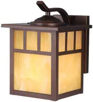 Vaxcel Indoor Outdoor Wall Light - Mission Oil Burnished Bronze Craftsman 7.25" Front Porch Light With Honey Opal Glass, Wall Mount Garage Coach Lights, Front Porch Lanterns, Outdoor Carriage Lig