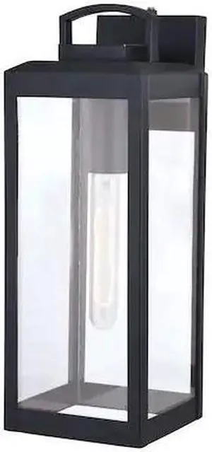 VAXCEL T0567 Kinzie 1 Light Dusk to Dawn Black Outdoor Wall Lantern Clear Glass