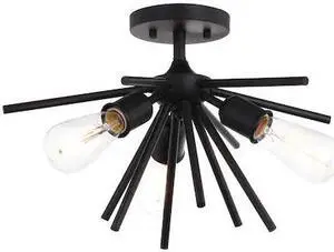 VAXCEL C0249 Estelle 17-in Matte Black Mid Century Modern 3 Light Sputnik Flush