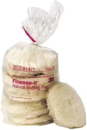 3m Buffing Pad,  Diameter 5-1/4",  Thickness 13/16" Lamb's Wool Hide White 81471