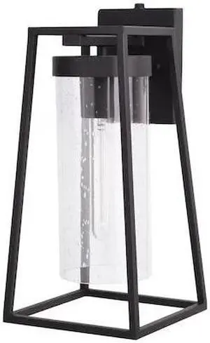 VAXCEL T0586 Nash 7.5-in Black Outdoor Modern Wall Lantern, Dusk to Dawn