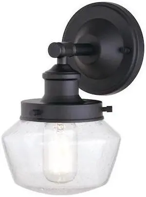 VAXCEL T0573 Collins 1 Light Black Farmhouse Outdoor Wall Lantern Clear