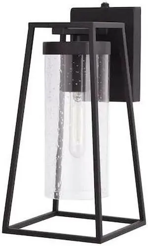 VAXCEL T0585 Nash 6.5-in Black Outdoor Modern Wall Lantern, Dusk to Dawn