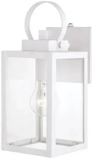 VAXCEL T0553 Medinah 1 Light Dusk to Dawn White Outdoor Wall Lantern Clear Glass