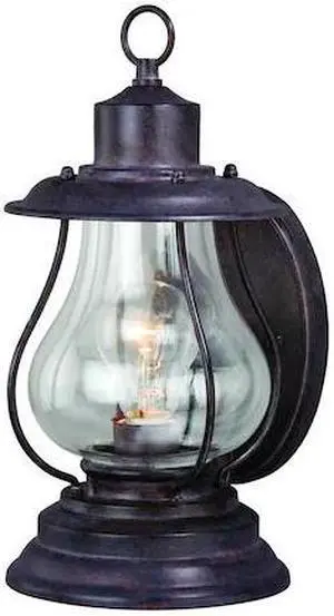 VAXCEL T0215 Dockside 1 Light Bronze Coastal Outdoor Wall Lantern Clear Glass