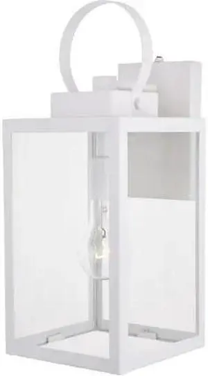 VAXCEL T0554 Medinah 1 Light Dusk to Dawn White Outdoor Wall Lantern Clear Glass