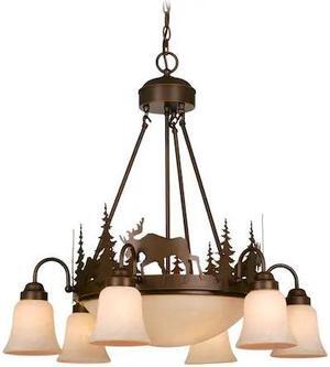 VAXCEL CH55606BBZ Yellowstone 9 Light Bronze Rustic Moose Chandelier
