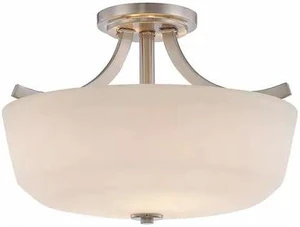 NUVO 60-5826 Laguna 2 Light Semi Flush White Glass Brushed Nickel NUVO 60-5826 Laguna 2 Light Semi Flush White Glass Brushed Nickel