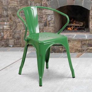 FLASH FURNITURE 4-CH-31270-GN-GG Green Metal Indoor-Outdoor Chair with Arms