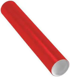 PARTNERS BRAND P3018R Mailing Tubes with Caps, 3" x 18", Red, PK24