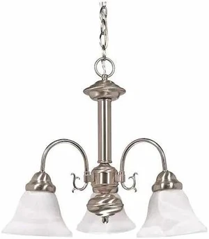 NUVO 60-182 Ballerina 3-Light 20 in. Chandelier with Alabaster Glass Bell Shades NUVO 60-182 Ballerina 3-Light 20 in. Chandelier with Alabaster Glass Bell Shades