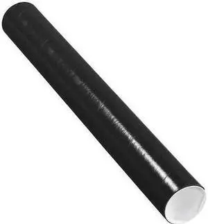 PARTNERS BRAND P3024BL Mailing Tubes with Caps, 3" x 24", Black, PK24