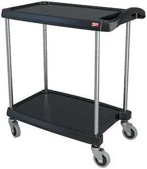METRO MY1627-24BL Utility Cart with Lipped Plastic Shelves, Polymer (Shelf),