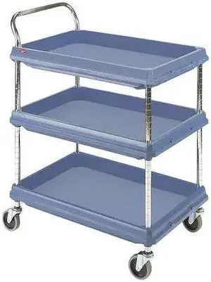 METRO BC2636-3DMB Utility Cart with Antimicrobial Deep Lipped Plastic Shelves,
