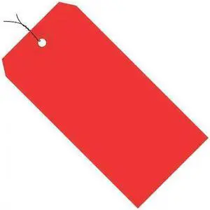 PARTNERS BRAND G11083E Shipping Tags, Pre-Wired, 13 Pt., 6 1/4" x 3 1/8", Red,