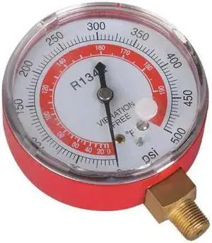 DAYTON 4PDK3 Gauge,2-3/4 In Dia,High Side,Red,500 psi