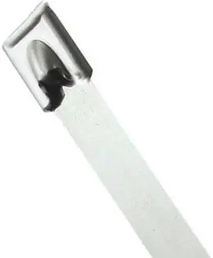PARTNERS BRAND CTSS1418 Cable Tie, 14 in L, Silver, Stainless Steel, 150 lb