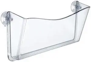 AZAR DISPLAYS 250055 Clear Plastic Wall Mount File Holder, Suction Cups, 4-Pack