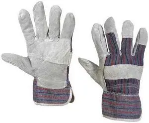 PARTNERS BRAND GLV1021M Leather Palm w/Safety Cuff Gloves, Medium, Gray, 12