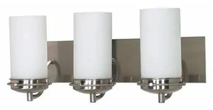 NUVO 60-613 Polaris 3 Light 21 in. Vanity Satin Frosted Glass Shades Bru NUVO 60-613 Polaris 3 Light 21 in. Vanity Satin Frosted Glass Shades Bru