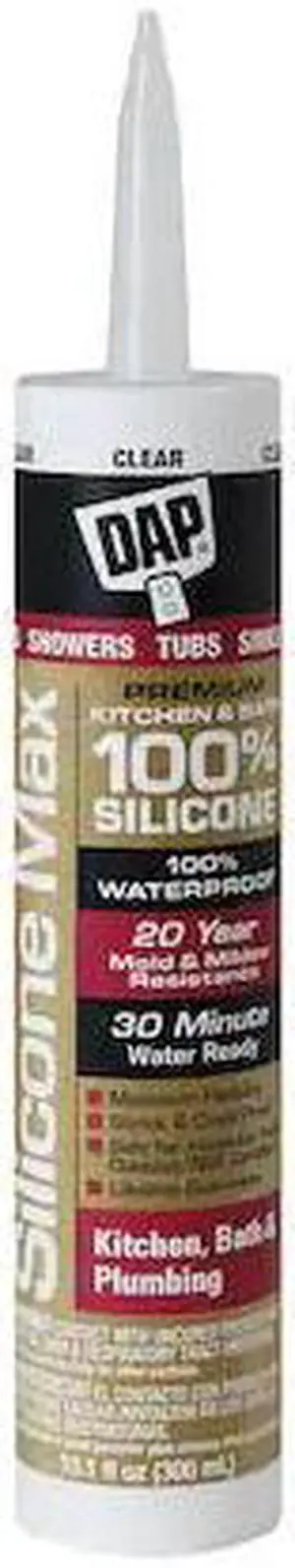 DAP 8781 Kitchen & Bath Sealant, 10.1 oz, Cartridge, Clear, Silicone Rubber Base