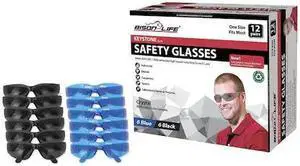 BISON LIFE BL-KSSG1-CLCT-BLBK-12 Keystone, Safety Glasses, Anti-Scratch, Blue &