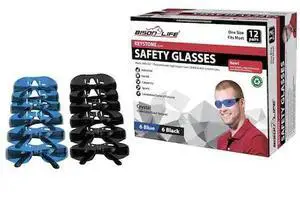 BISON LIFE BL-KSSG1-CLBT-BLBK-12 Keystone, Safety Glasses, Anti-Scratch, Blue &