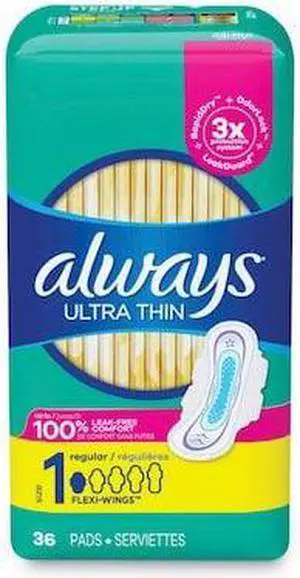 ALWAYS 30656 Ultra Thin Pads, Regular, 36/Pack, PK6